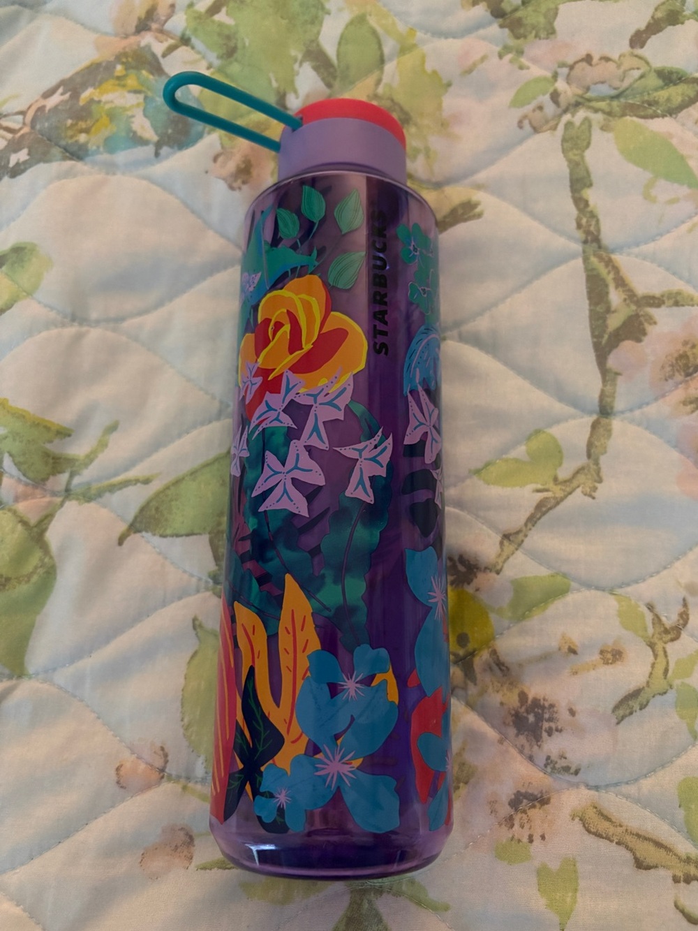 Starbucks Tropical Floral Water Bottle 24 oz Purple Coastal Beach 2022 Release